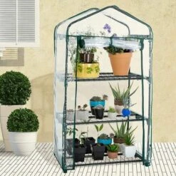 SUPERMARKET Mini Serre Balcon,Serre De Jardin Solide En PVC,Tissu Imperméable Transparent Amovible,pour La Plantation Intérieure Et Extérieure,Pot,Fleurs,Superma,(3 Couches) -France Serre de jardin Soldes 2022 54902710 4