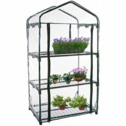 SUPERMARKET Mini Serre Balcon,Serre De Jardin Solide En PVC,Tissu Imperméable Transparent Amovible,pour La Plantation Intérieure Et Extérieure,Pot,Fleurs,Superma,(3 Couches) -France Serre de jardin Soldes 2022 54902710 5