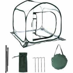 SUPERMARKET Mini Serre Pop Up Grow House, Couverture De Serre Intérieure Extérieure En PVC, Petit Abri De Fleurs De Jardin Portable - 80 X 80 X 80 Cm,Suoperma,vert Foncé + Transparent