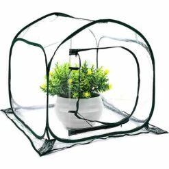 SUPERMARKET Mini Serre Pop Up Grow House, Couverture De Serre Intérieure Extérieure En PVC, Petit Abri De Fleurs De Jardin Portable - 80 X 80 X 80 Cm,Suoperma,vert Foncé + Transparent -France Serre de jardin Soldes 2022 54902711 3