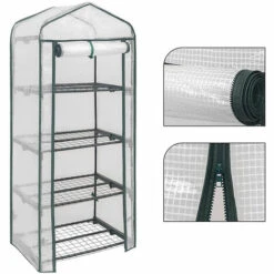 PETITES ECREVISSES Mini Serre De Jardin En PVC Avec 4 Étagères 69x49x160cm Pour Semis Fleurs Culture De Plantes - Blanc -France Serre de jardin Soldes 2022 55495832 3