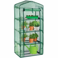 PETITES ECREVISSES Mini Serre De Jardin En PVC Avec 4 Étagères 69x49x160cm Pour Semis Fleurs Culture De Plantes - Vert