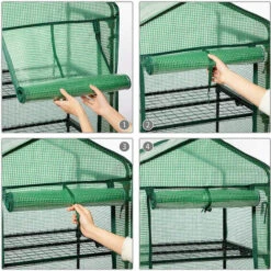 PETITES ECREVISSES Mini Serre De Jardin En PVC Avec 4 Étagères 69x49x160cm Pour Semis Fleurs Culture De Plantes - Vert -France Serre de jardin Soldes 2022 55495839 4