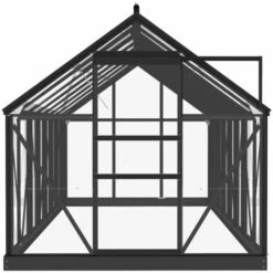INLIFE Serre En Verre Anthracite 155x395,5x191 Cm Aluminium -France Serre de jardin Soldes 2022 55644014 4