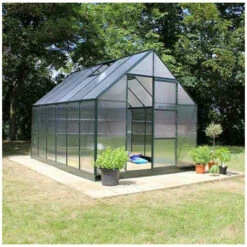 ATOUT LOISIR Serre De Jardin En Verre Polycarbonate 9.9m², Couleur Noir, Base Sans Base - Noir -France Serre de jardin Soldes 2022 55666287 4