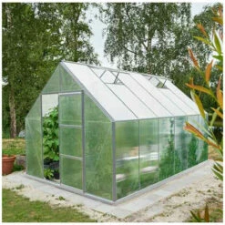 ATOUT LOISIR Serre De Jardin En Verre Polycarbonate 9.9m², Couleur Noir, Base Sans Base - Noir -France Serre de jardin Soldes 2022 55666287 5