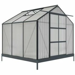 VENTE-UNIQUE.COM Serre De Jardin En Polycarbonate De 5,9 M² Avec Embase - Anthracite - ANISSA - Gris Anthracite -France Serre de jardin Soldes 2022 55881389 2