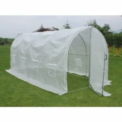 VENTE-UNIQUE.COM Couverture De Rechange Pour Serre Tunnel Avec Porte 9 M² - L450 X L200 X H200 Cm - ALOCASIA - Blanc -France Serre de jardin Soldes 2022 55882206 3