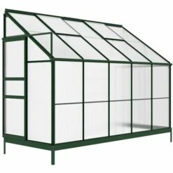 VENTE-UNIQUE.COM Serre De Jardin Adossée En Polycarbonate De 3,7 M² Avec Embase - Vert - CALICE II - Vert Sapin 9 VENTE-UNIQUE.COM Serre De Jardin Adossée En Polycarbonate De 3,7 M² Avec Embase - Vert - CALICE II - Vert Sapin -France Serre de jardin Soldes 2022 55883123 3