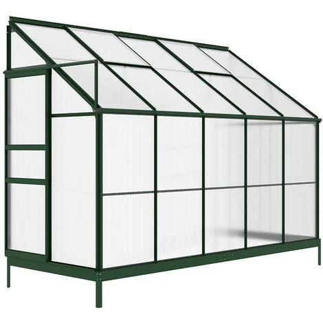 VENTE-UNIQUE.COM Serre De Jardin Adossée En Polycarbonate De 3,7 M² Avec Embase - Vert - CALICE II - Vert Sapin 5 VENTE-UNIQUE.COM Serre De Jardin Adossée En Polycarbonate De 3,7 M² Avec Embase - Vert - CALICE II - Vert Sapin – Image 3