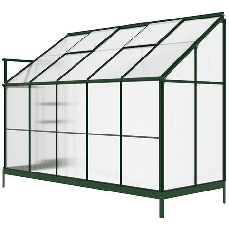 VENTE-UNIQUE.COM Serre De Jardin Adossée En Polycarbonate De 3,7 M² Avec Embase - Vert - CALICE II - Vert Sapin 7 VENTE-UNIQUE.COM Serre De Jardin Adossée En Polycarbonate De 3,7 M² Avec Embase - Vert - CALICE II - Vert Sapin – Image 5