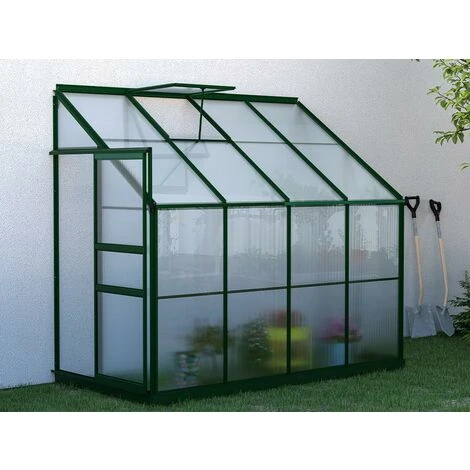 VENTE-UNIQUE.COM Serre De Jardin Adossée En Polycarbonate De 2,9m² Avec Embase - Vert - ZENAIS - Vert Sapin 4 VENTE-UNIQUE.COM Serre De Jardin Adossée En Polycarbonate De 2,9m² Avec Embase - Vert - ZENAIS - Vert Sapin – Image 2