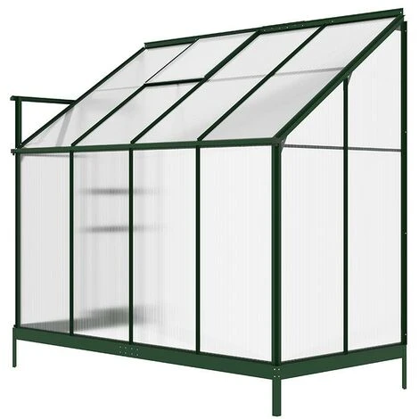 VENTE-UNIQUE.COM Serre De Jardin Adossée En Polycarbonate De 2,9m² Avec Embase - Vert - ZENAIS - Vert Sapin 7 VENTE-UNIQUE.COM Serre De Jardin Adossée En Polycarbonate De 2,9m² Avec Embase - Vert - ZENAIS - Vert Sapin – Image 5