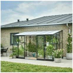 HALLS Serre Adossée Polycarbonate 6 Mm Et Verre Trempé 3 Mm Surface Qube Lean-to 7.10 M², Base Sans Base - Noir -France Serre de jardin Soldes 2022 56364374 4