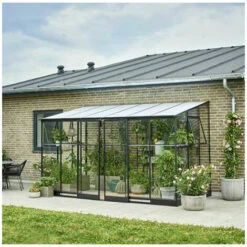 HALLS Serre Adossée Polycarbonate 6 Mm Et Verre Trempé 3 Mm Surface Qube Lean-to 7.10 M², Base Sans Base - Noir -France Serre de jardin Soldes 2022 56364374 5