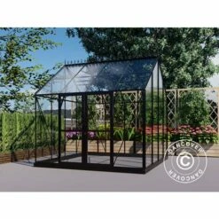 DANCOVER Orangerie/Serre 13,3m², 4,45x2,99x2,95m Avec Socle Et Crête Ornementale, Noir - Noir -France Serre de jardin Soldes 2022 56627657 3