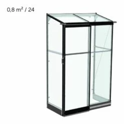HALLS Serre Adossée Qube Lean-to En Verre Trempé 0.80m², Base Base Black - Noir