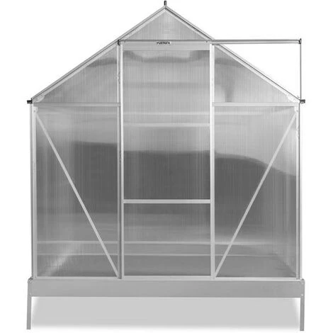 Serre De Jardin - Fuxtec FX-GWH136 - Plaques Alvéolaires (HKP), Porte Coulissante, 190x190x205cm, Embase Incluse 4 Serre De Jardin - Fuxtec FX-GWH136 - Plaques Alvéolaires (HKP), Porte Coulissante, 190x190x205cm, Embase Incluse – Image 2