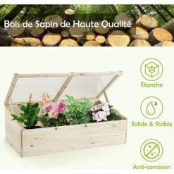 COSTWAY Serre De Jardin Bois 100 X 50 Cm Double Compartiment Avec Bordures Froides Et Couvercle En PVC Transparent Dessus Incliné 9 COSTWAY Serre De Jardin Bois 100 X 50 Cm Double Compartiment Avec Bordures Froides Et Couvercle En PVC Transparent Dessus Incliné -France Serre de jardin Soldes 2022 57054539 3