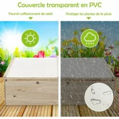 COSTWAY Serre De Jardin Bois 100 X 50 Cm Double Compartiment Avec Bordures Froides Et Couvercle En PVC Transparent Dessus Incliné 10 COSTWAY Serre De Jardin Bois 100 X 50 Cm Double Compartiment Avec Bordures Froides Et Couvercle En PVC Transparent Dessus Incliné -France Serre de jardin Soldes 2022 57054539 4