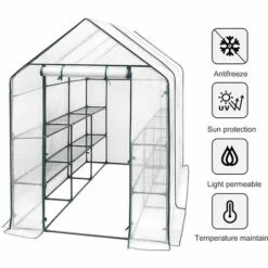 WOLTU Serre De Jardin PE. Serre Pour Légumes Avec Porte. Blanc. 143x215x195cm -France Serre de jardin Soldes 2022 57122753 3