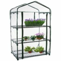 MACARON Serre De Jardin Pour Balcon, Intérieur & Extérieur Avec Abri Chaud En PVC Fleur Et Herbe Sans Support 69 * 49 * 126cm LO-Ron