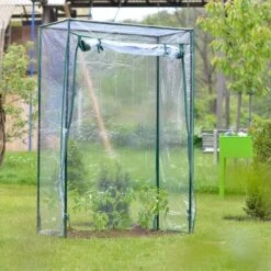 MACARON Serre Pour Tomates Jardin PVC Terrasse Portable Avec Porte Fermeture Enroulable Jardin Conservatoire Couverture PVC Serre Semis Élevage Isolation Thermique Coupe-Vent (sans Support), Vert,50 X 100 X 150 Cm LO-Ron -France Serre de jardin Soldes 2022 57139666 4