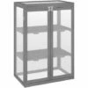 Outsunny Mini Serre De Jardin 3 Niveaux Dim. 76L X 47l X 110H Cm Double Porte Toit Ouvrant Bois Sapin Lasuré Gris Polycarbonate - Gris -France Serre de jardin Soldes 2022 58667108 1