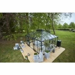 JULIANA Serre De Jardin Grande Oasis 18.80 M² Avec Embase - Anthracite Et Noir