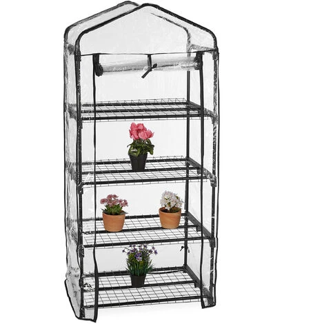 Relaxdays Serre De Balcon, Bâche En PVC, Acier, 4 étagères, H X L X P : Env. 159 X 69 X 49 cm, Noir Et Transparent 3 Relaxdays Serre De Balcon, Bâche En PVC, Acier, 4 étagères, H X L X P : Env. 159 X 69 X 49 cm, Noir Et Transparent
