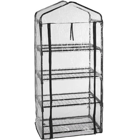 Relaxdays Serre De Balcon, Bâche En PVC, Acier, 4 étagères, H X L X P : Env. 159 X 69 X 49 cm, Noir Et Transparent 4 Relaxdays Serre De Balcon, Bâche En PVC, Acier, 4 étagères, H X L X P : Env. 159 X 69 X 49 cm, Noir Et Transparent – Image 2