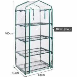 RELAX4LIFE Serre De Jardin En PE Transparent Avec Porte Enroulable Et Fermeture à Zip, Serre Tente D'Extérieur Imperméable Anti-UV à 4 Étages En Métal Pour Légumes, Fruits, Fleurs, 69X49X160 CM -France Serre de jardin Soldes 2022 60464554 3