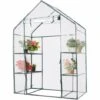 RELAX4LIFE Serre De Jardin Solide En PVC Avec Étagères En Maille De Fer Et Bâche Pour Serre Transparent Imperméable, Facile à Assembler, 143 X 73 X 195 Cm (143x73x195cm, Transparent) -France Serre de jardin Soldes 2022 60464650 1