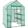 RELAX4LIFE Serre De Jardin Avec Porte Et Fenêtre Enroulables, Tente Abri Plante Démontable Avec Étagères Et Fermeture à Zip, Pour Faire Pousser Légumes, Fruits, Fleurs, 143X140X195CM, Vert -France Serre de jardin Soldes 2022 60464756 1