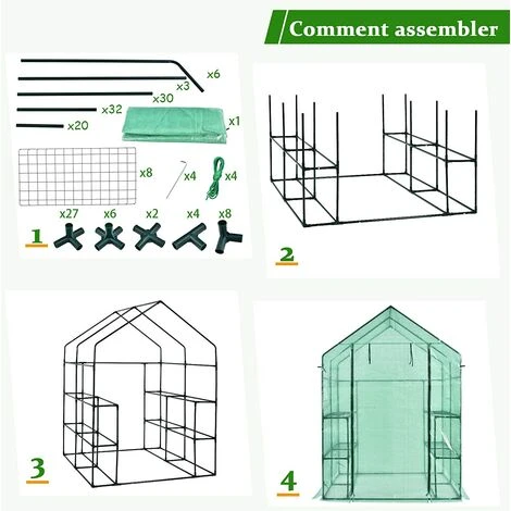 RELAX4LIFE Serre De Jardin Avec Porte Et Fenêtre Enroulables, Tente Abri Plante Démontable Avec Étagères Et Fermeture à Zip, Pour Faire Pousser Légumes, Fruits, Fleurs, 143X140X195CM, Vert 5 RELAX4LIFE Serre De Jardin Avec Porte Et Fenêtre Enroulables, Tente Abri Plante Démontable Avec Étagères Et Fermeture à Zip, Pour Faire Pousser Légumes, Fruits, Fleurs, 143X140X195CM, Vert – Image 3