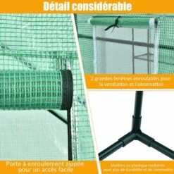 RELAX4LIFE Serre De Jardin Avec Porte Et Fenêtre Enroulables, Tente Abri Plante Démontable Avec Étagères Et Fermeture à Zip, Pour Faire Pousser Légumes, Fruits, Fleurs, 143X140X195CM, Vert 11 RELAX4LIFE Serre De Jardin Avec Porte Et Fenêtre Enroulables, Tente Abri Plante Démontable Avec Étagères Et Fermeture à Zip, Pour Faire Pousser Légumes, Fruits, Fleurs, 143X140X195CM, Vert -France Serre de jardin Soldes 2022 60464756 5