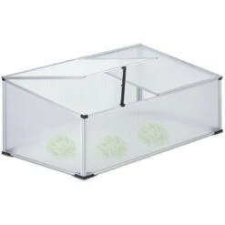 Relaxdays Serre En Aluminium, Jardin, Pour Jeunes Plants, HxLxP : 40x100x60cm, Perméable Aux UVs, Potager, Transparent