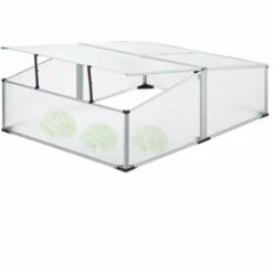Relaxdays Serre En Aluminium, Jardin, Pour Jeunes Plants, HxLxP : 40x120x100cm, Perméable Aux UVs, Potager, Transparent