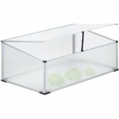 Relaxdays Serre En Aluminium, Jardin, Pour Jeunes Plants, HxLxP : 40x100x60cm, Perméable Aux UVs, Potager, Transparent