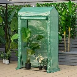 COSTWAY Serre De Jardin Portable-100 Cm X 50 Cm X 170 Cm Avec Porte à Glissière Enroulable-2 Sangles Housse En Plastique PE