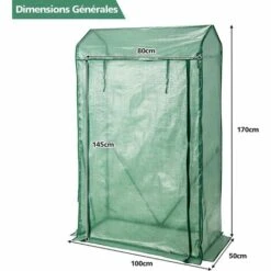 COSTWAY Serre De Jardin Portable-100 Cm X 50 Cm X 170 Cm Avec Porte à Glissière Enroulable-2 Sangles Housse En Plastique PE -France Serre de jardin Soldes 2022 61219964 5