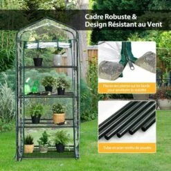 COSTWAY Serre De Jardin-4 Étagères Amovibles-69x48,5x159cm Avec Bâche PE Et Porte Enroulable-Transparente Intérieur/Extérieur 9 COSTWAY Serre De Jardin-4 Étagères Amovibles-69x48,5x159cm Avec Bâche PE Et Porte Enroulable-Transparente Intérieur/Extérieur -France Serre de jardin Soldes 2022 61220015 3