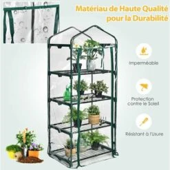 COSTWAY Serre De Jardin-4 Étagères Amovibles-69x48,5x159cm Avec Bâche PE Et Porte Enroulable-Transparente Intérieur/Extérieur 10 COSTWAY Serre De Jardin-4 Étagères Amovibles-69x48,5x159cm Avec Bâche PE Et Porte Enroulable-Transparente Intérieur/Extérieur -France Serre de jardin Soldes 2022 61220015 4