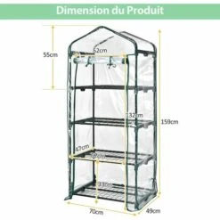 COSTWAY Serre De Jardin-4 Étagères Amovibles-69x48,5x159cm Avec Bâche PE Et Porte Enroulable-Transparente Intérieur/Extérieur 11 COSTWAY Serre De Jardin-4 Étagères Amovibles-69x48,5x159cm Avec Bâche PE Et Porte Enroulable-Transparente Intérieur/Extérieur -France Serre de jardin Soldes 2022 61220015 5