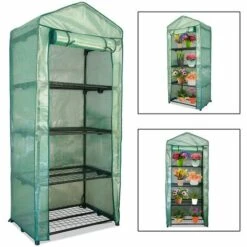 Randaco Serre De Jardin Balcon Terrasse Serre Pour Tomates Acier PVC Imperméable Anti-UV Transparent 70*50*160CM Vert - Vert