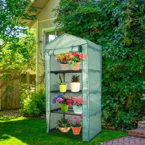 Randaco Serre De Jardin Balcon Terrasse Serre Pour Tomates Acier PVC Imperméable Anti-UV Transparent 70*50*160CM Vert - Vert 6 Randaco Serre De Jardin Balcon Terrasse Serre Pour Tomates Acier PVC Imperméable Anti-UV Transparent 70*50*160CM Vert - Vert – Image 4