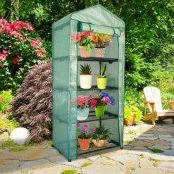 TolleTour Serre De Jardin Balcon Terrasse Serre Pour Tomates Acier PVC Imperméable Anti-UV Transparent 70*50*160CM Vert - Vert -France Serre de jardin Soldes 2022 61232697 3