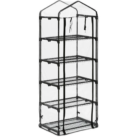 Relaxdays Serre De Balcon, Bâche En PVC, Structure En Acier, 5 étagères, HxLxP : Env. 192 X 69 X 50 cm, Noir/transparent 4 Relaxdays Serre De Balcon, Bâche En PVC, Structure En Acier, 5 étagères, HxLxP : Env. 192 X 69 X 50 cm, Noir/transparent – Image 2