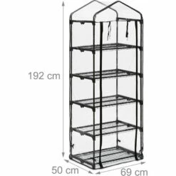 Relaxdays Serre De Balcon, Bâche En PVC, Structure En Acier, 5 étagères, HxLxP : Env. 192 X 69 X 50 cm, Noir/transparent 11 Relaxdays Serre De Balcon, Bâche En PVC, Structure En Acier, 5 étagères, HxLxP : Env. 192 X 69 X 50 cm, Noir/transparent -France Serre de jardin Soldes 2022 61313822 5