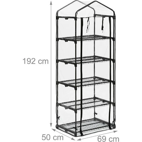 Relaxdays Serre De Balcon, Bâche En PVC, Structure En Acier, 5 étagères, HxLxP : Env. 192 X 69 X 50 cm, Noir/transparent 7 Relaxdays Serre De Balcon, Bâche En PVC, Structure En Acier, 5 étagères, HxLxP : Env. 192 X 69 X 50 cm, Noir/transparent – Image 5